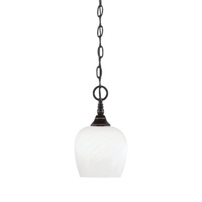 Mini-luminaire suspendu en chaîne avec verre de marbre blanc 6 po