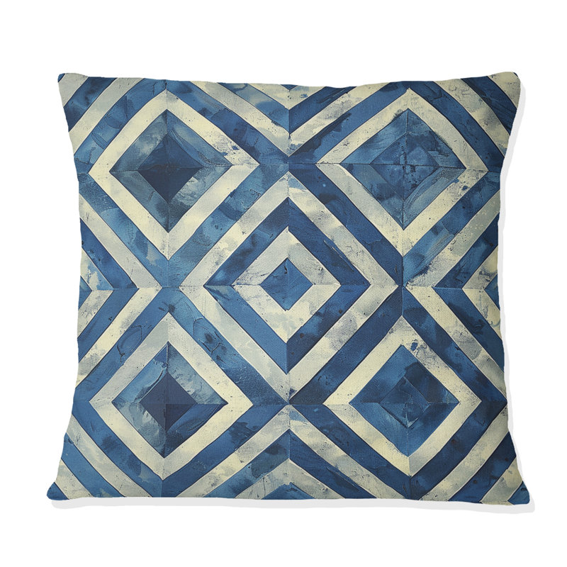 Coussin décoratif bleu beige Mid-Century Tile Dream II - Mid-Century, H 18 po x l 18 po