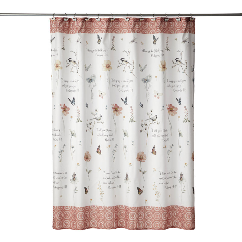 Lightweight Floral Blackout Fabric Shower Curtain