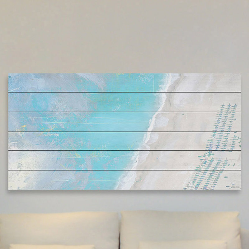 « trouble beach », reproduction d’art sur bois blanc, H 20 po x l 40 po x P 1,5 po