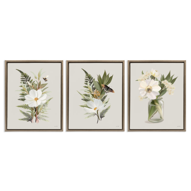 Ensemble de cadres flottants 3 pièces Country Magnolia, conçu par House Fenway, H 21 po x l 17 po