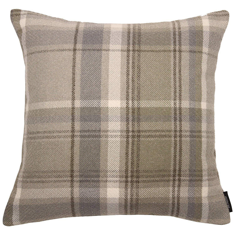 Griggs Plaid Square Cushion, 60 x 60cm, Natural Beige