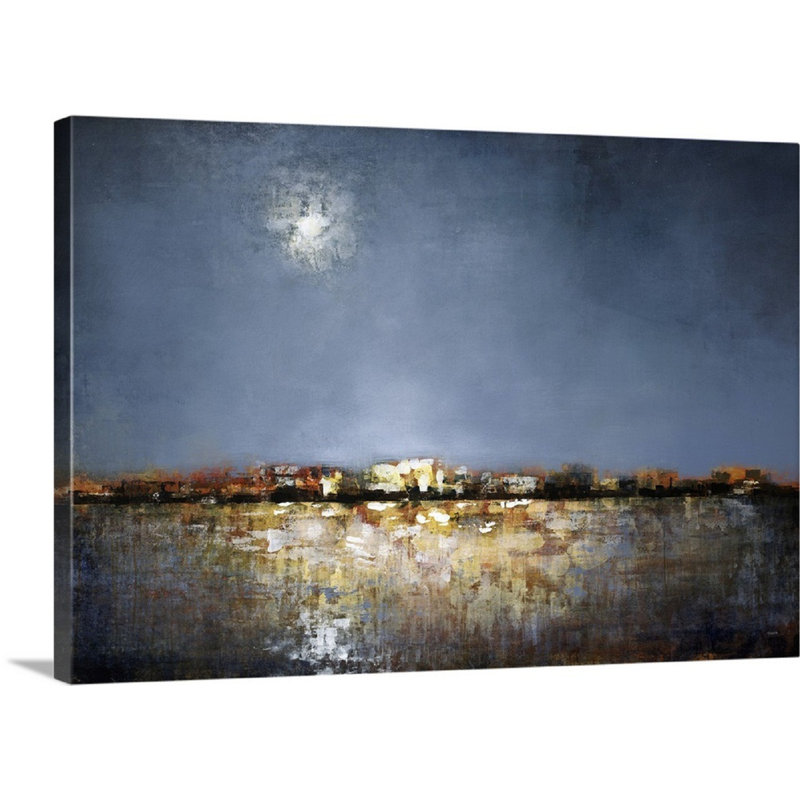 « moonlit city », reproduction, H 16 po x l 24 po x P 1,5 po, Toile tendue