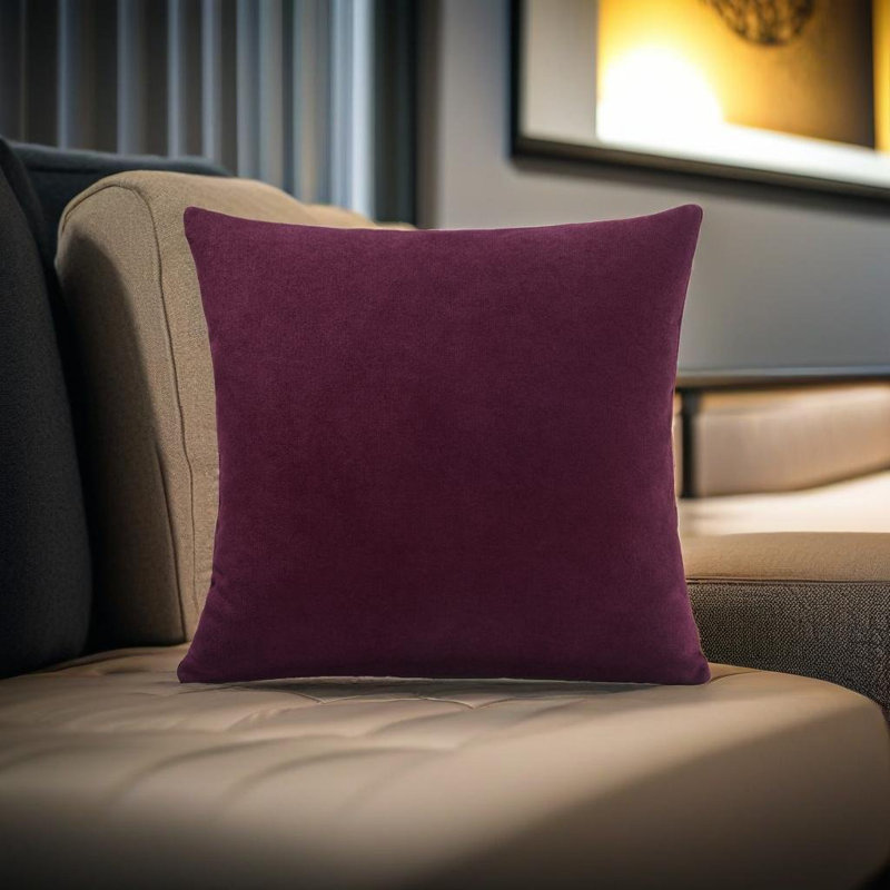 Velvet Feel Chenille Scatter Cushion Cover, 55 cm x 55 cm, Aubergine