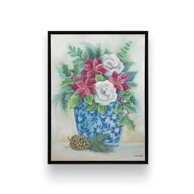 «Christmas Planter» par Diane Kater, reproduction d'art, L 12 po x H 16 po, Noir, Toile avec cadre