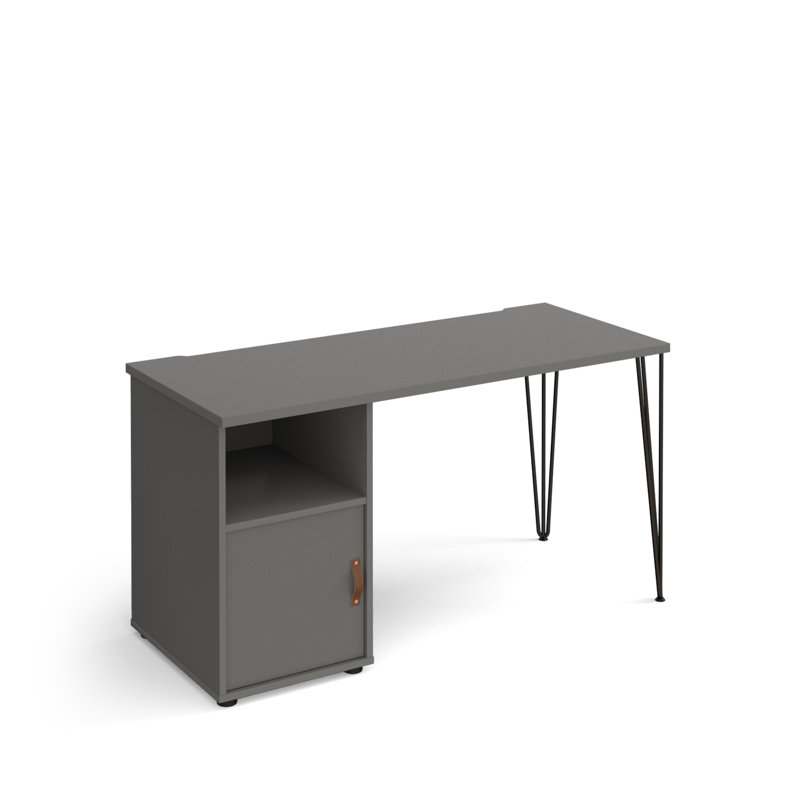 Anek Metal Base Computer Desk, Onyx Grey