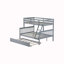 Lit simple superposé en bois d'hévéa simple avec lit gigogne, échelle convertible et garde-corps, lit convertible détachable, avec lit gigogne simple, gris