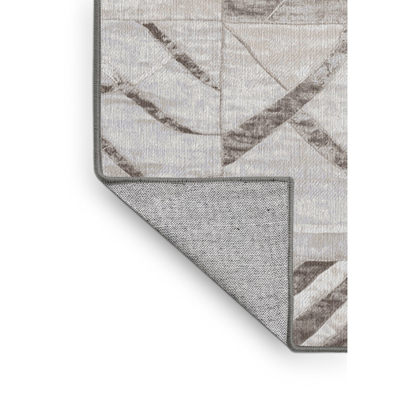 Machine Washable Gray Area Rug, Round 8'