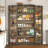  67" Farmhouse Kitchen Food Pantry, Tall Storage Cabinet with 2 Barn Doors and Adjustable Shelves-1204135356