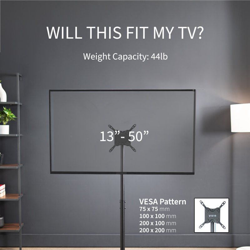 Extra Tall Black TV Floor Stand for 13" to 50" Screens