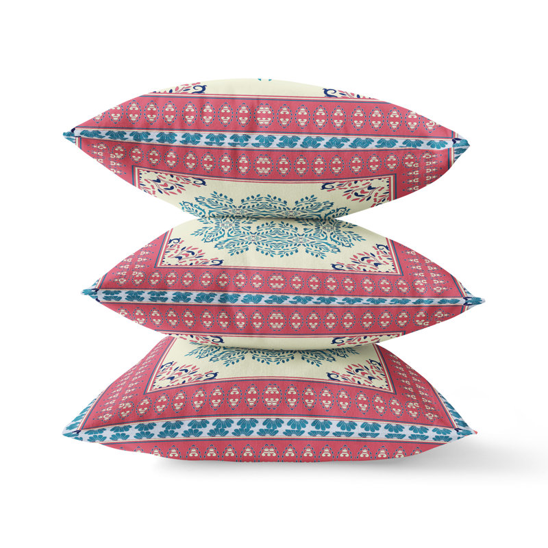 Housse et insert de coussin carré Window Window, 16" x 16", Bleu / rose