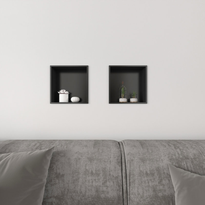 Recessed Shower Niche Stainless Steel Shower Storage, Black, 10cm H x 30.5cm W x 30.5cm D