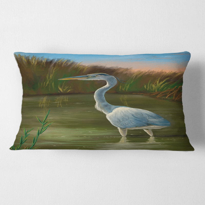 Housse et insert d'oreiller rectangulaire Heron Wetland Bird