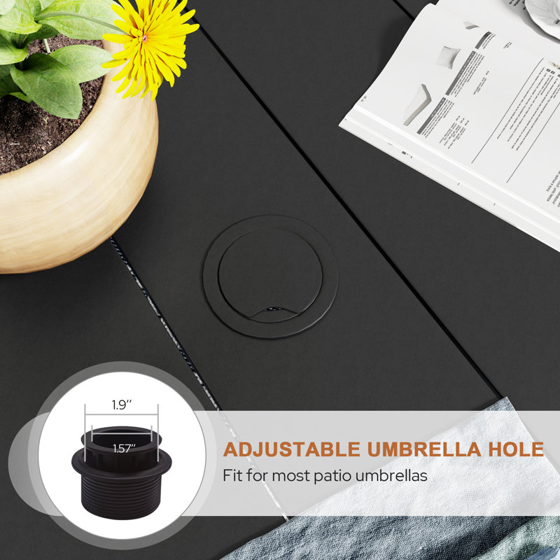 Ensemble repas pour 4 personnes avec table de salle à manger ronde et 4 chaises pivotantes en textilène, Noir et bleu marine