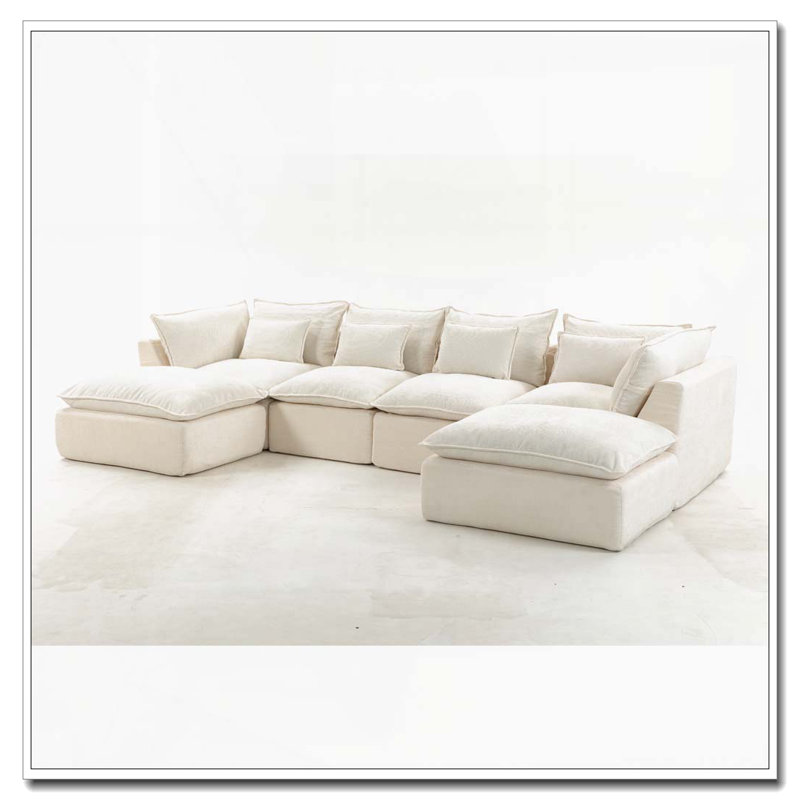 Cloud Couch Oversized Modular Sectional Sofa, Ancient White+4Seat+2Ottman