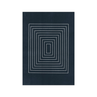 Lino Style Blue Geometric Squares - Print
