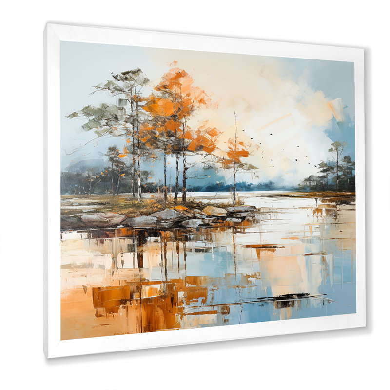 " Lake Smmer Charm ", 36" H x 36" W x 1.5" D, White Single Picture Framed