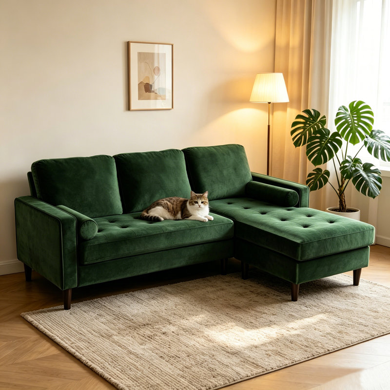 Cisneros Corner Sofa, Hunter Green