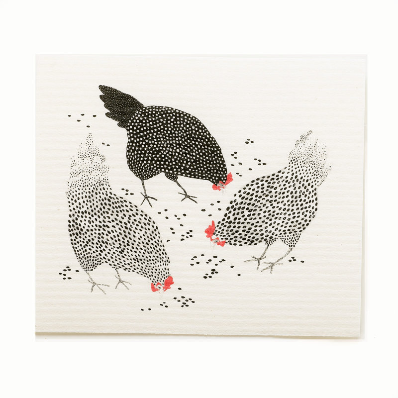Linge à vaisselle suédois poules
