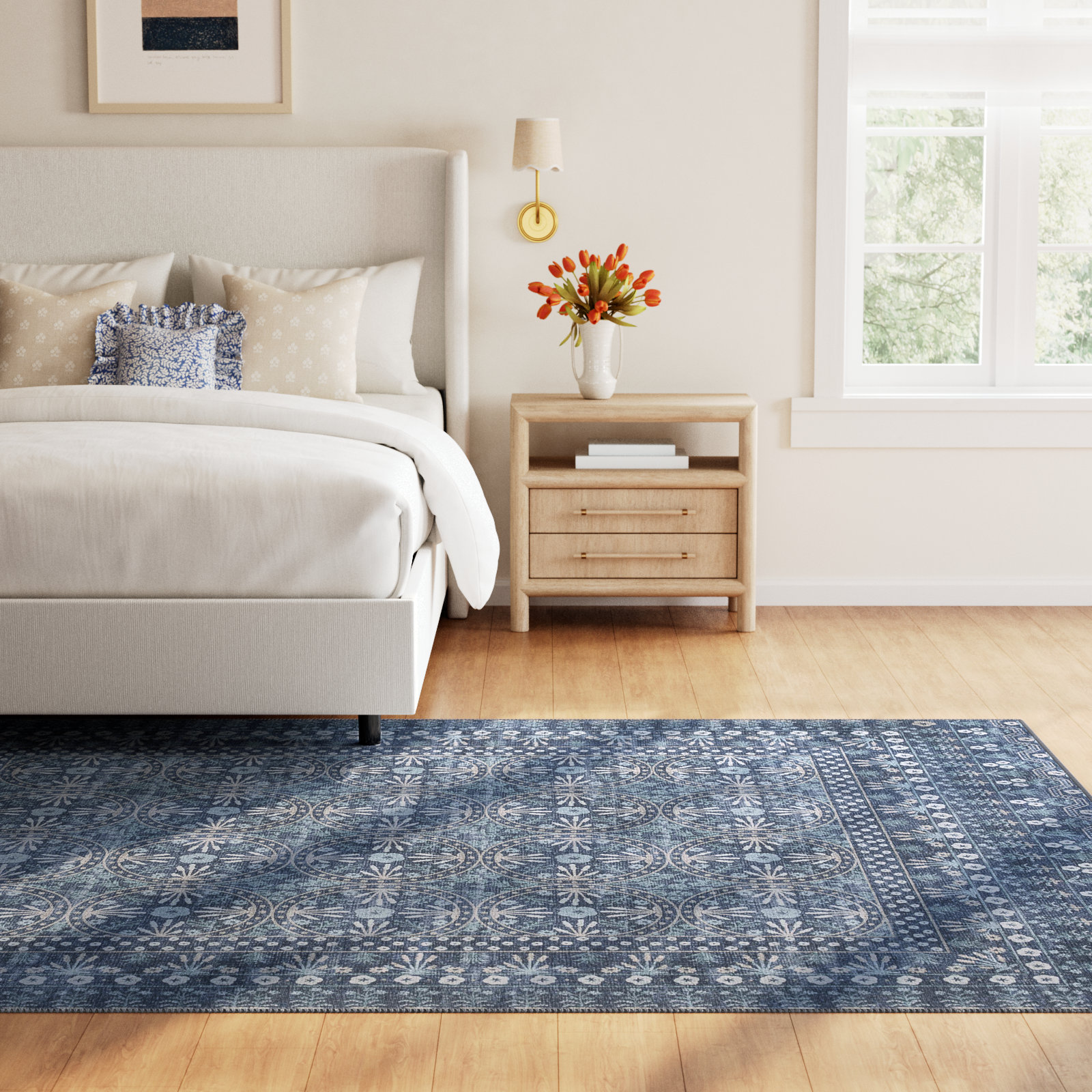 Rifle Paper Co. x Loloi Maison Rosette Blue Rug, Rectangle 8'4" x 11'6"
