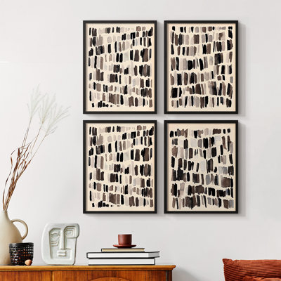 «Chalk and Flint I», reproduction encadrée - ensemble de 4