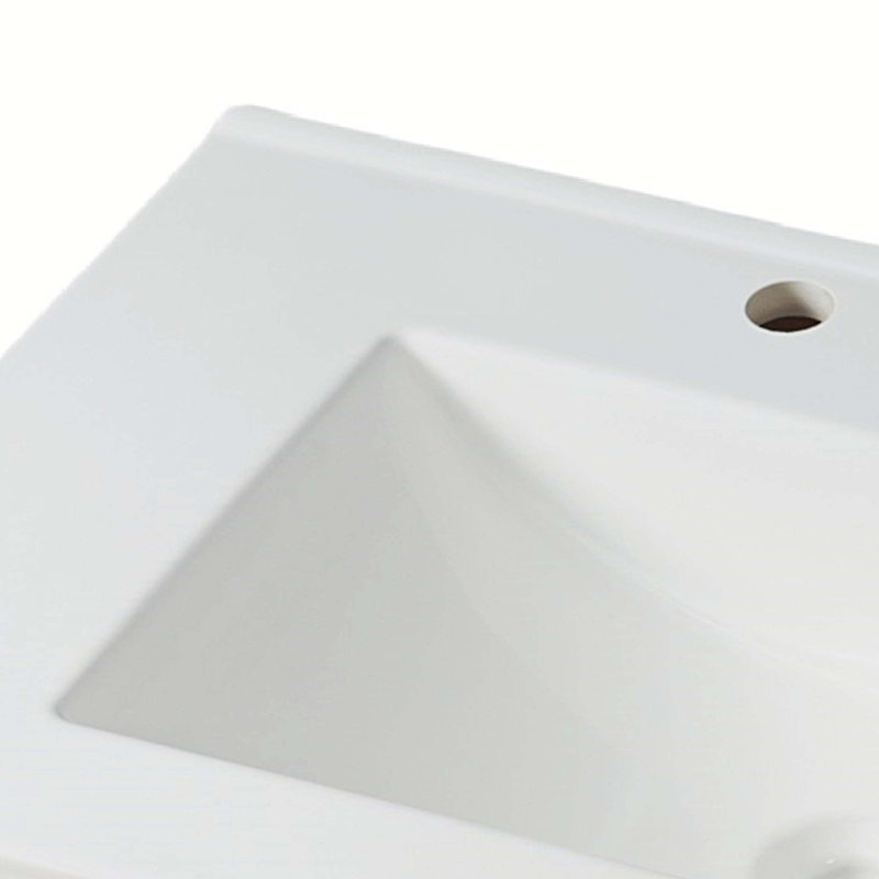 Meuble-lavabo pour salle de bain avec lavabo en céramique, meuble-lavabo avec verre trempé flou, grand espace de rangement et structure en bois d'hévéa