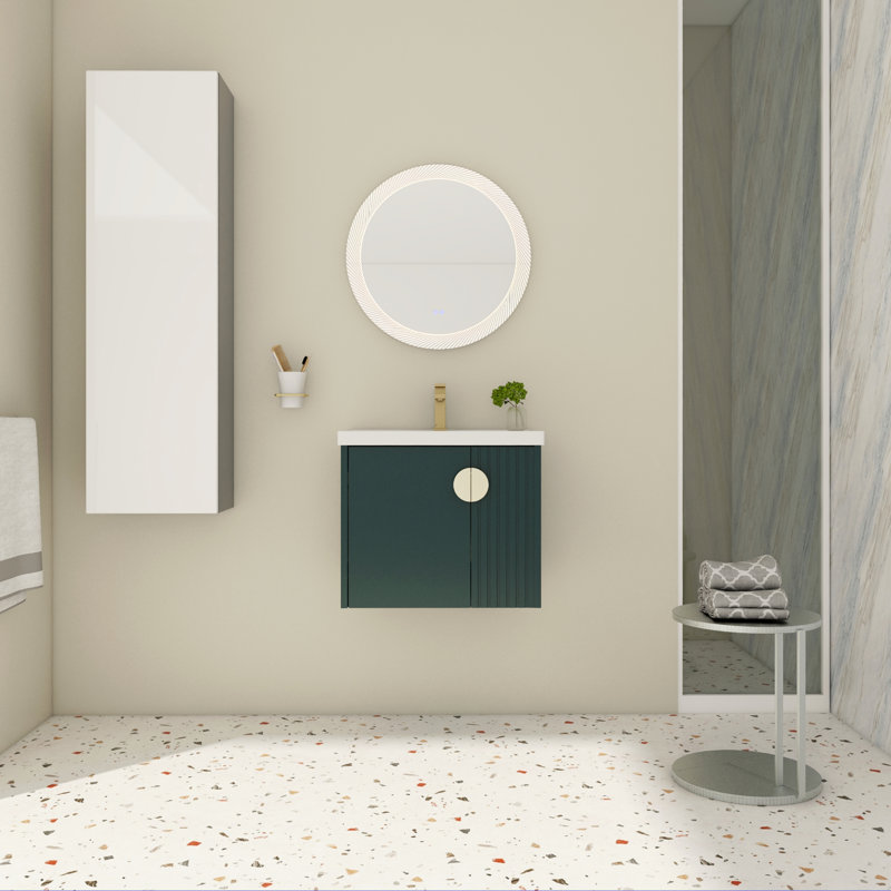 24 Inch Bathroom Vanity With Sink, For Small Bathroom, Bathroom Vanity With Soft Close Door, Green