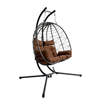 Balancelle double suspendue avec support, hamac pour patio avec causeuse à coussin pour la chambre à coucher, le balcon, le jardin, l'intérieur, l'extérieur