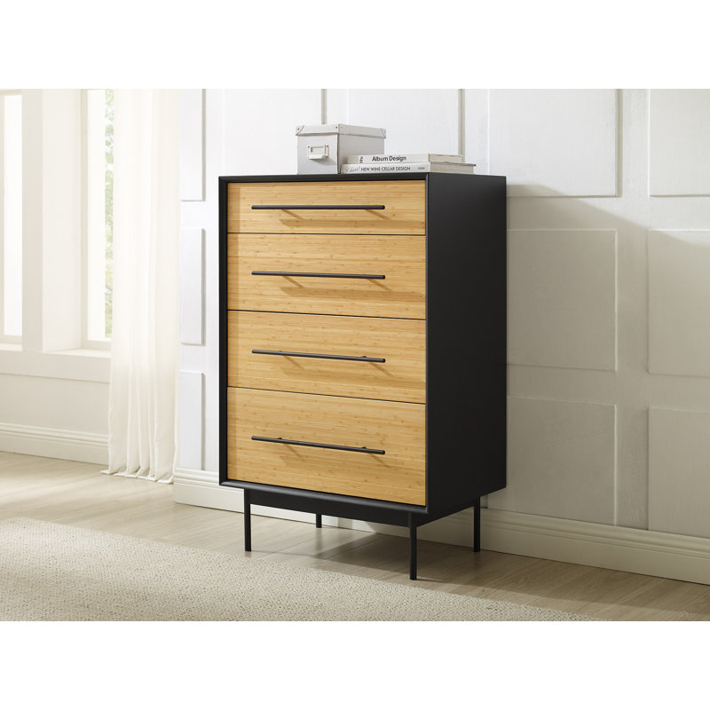 Commode en bois massif 4 tiroirs l 28,25 po Macklin