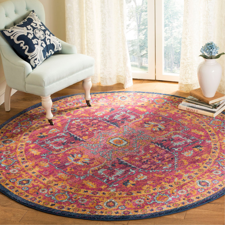 Annette Oriental Fuchsia/Orange Area Rug