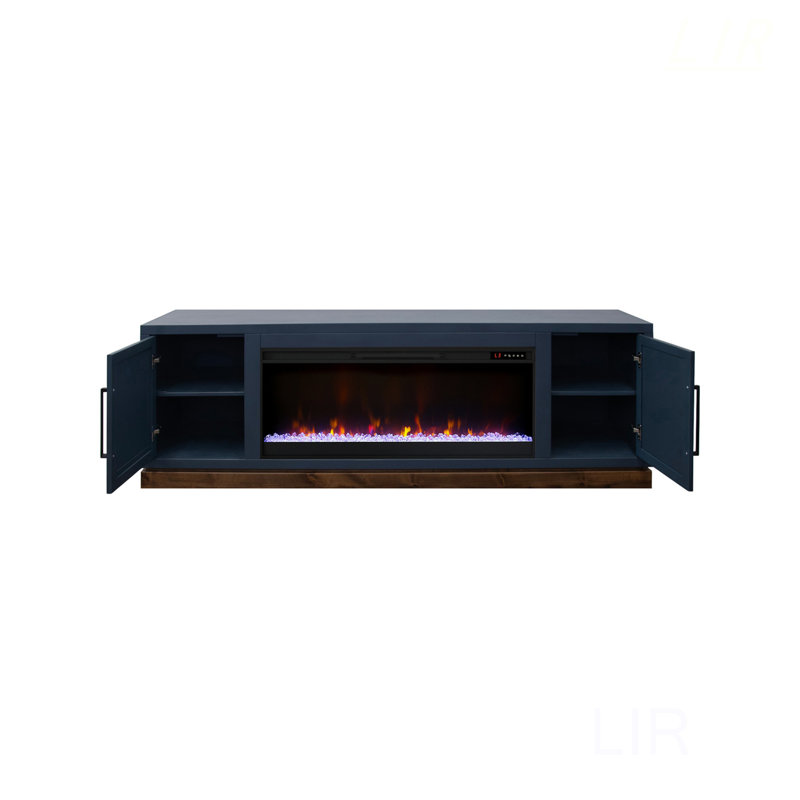 Meuble télé avec foyer, 27.09"H x 63.96"L x 17.08"W, Black