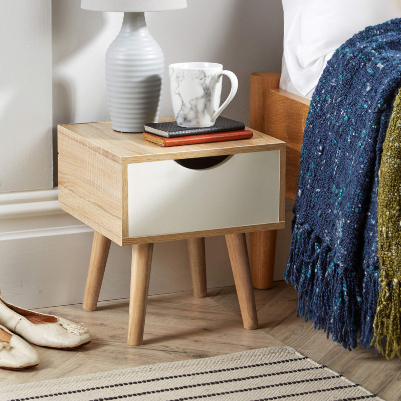 Kennedy 1 Drawer Bedside Storage Table, Oak