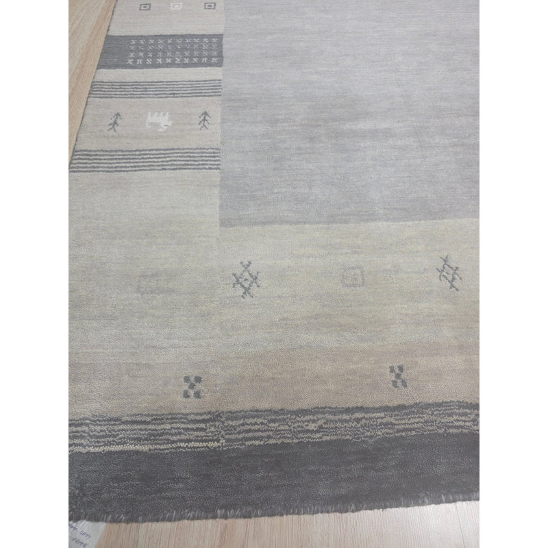 Handloomed Gray Gabbeh Tribal Wool Area Rug, 8' x 10'
