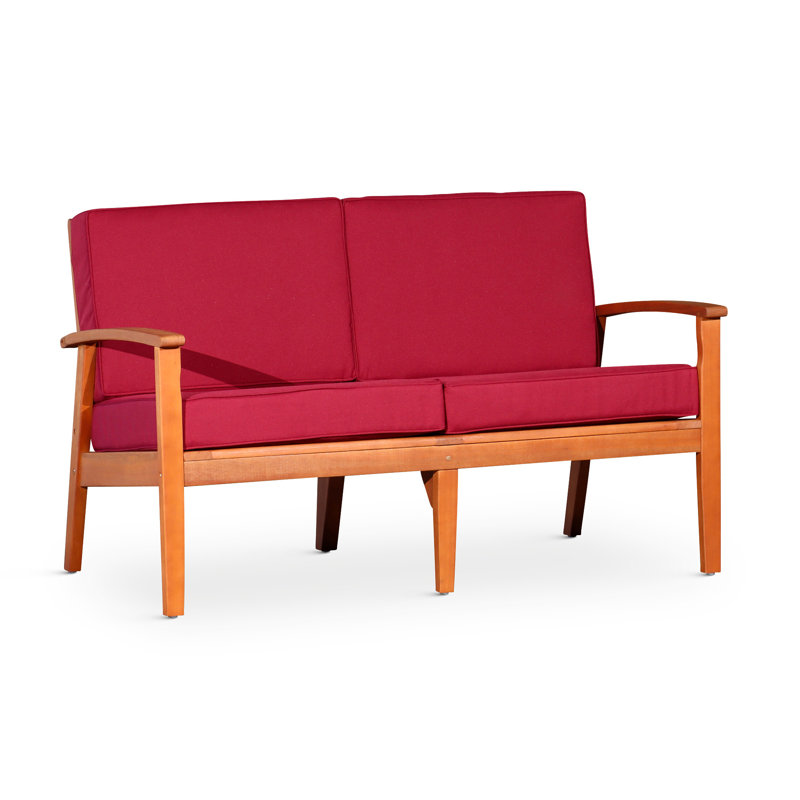 Causeuse avec coussins, Rouge, Naturel