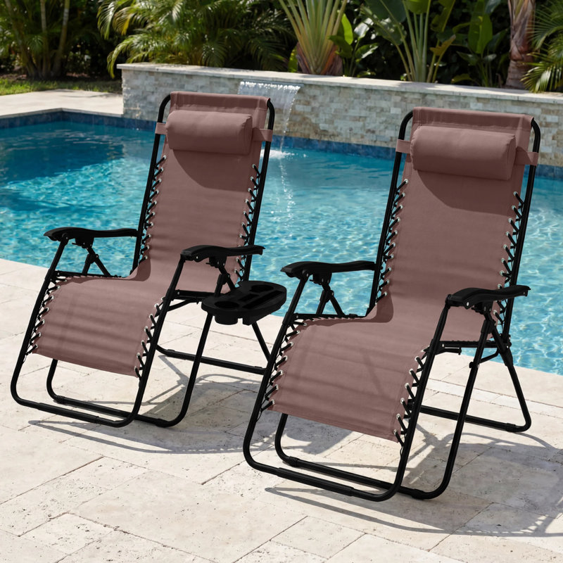 Set Of 2 Zero Gravity Patio Chair, Brown