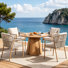 Ensemble repas pour 4 personnes avec table ronde et coussins inclus