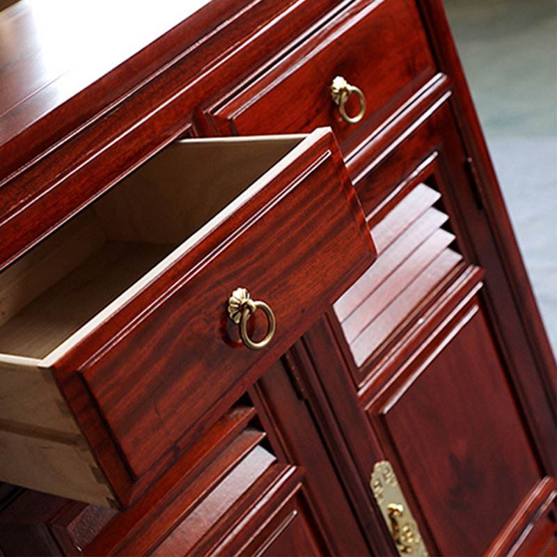 Solid  Camphor Wood Entryway Cabinet, Mahogany