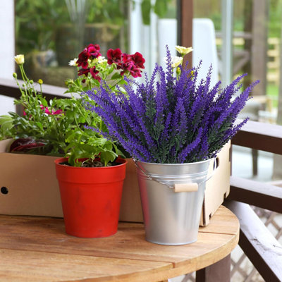 16 bouquets de lavande simulée, décoration de lavande artificielle intérieure et extérieure de 14 pouces pour le balcon et le patio sans panier suspendu, bleu mauve