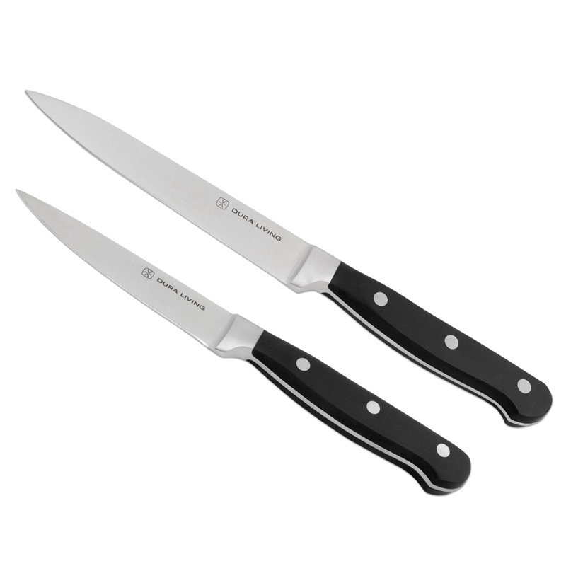 Ensemble de couteaux 2 pièces en acier forgé classique à haute teneur en carbone, Noir