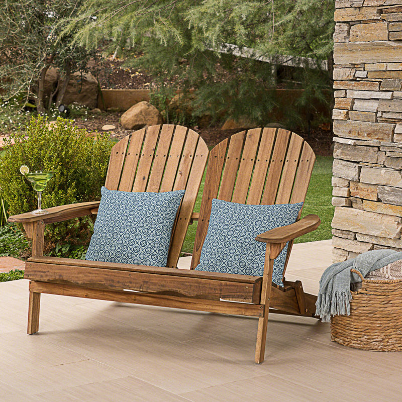 Causeuse Adirondack, chaise Adirondack d'extérieur avec détails fabriqués à la main, Naturel