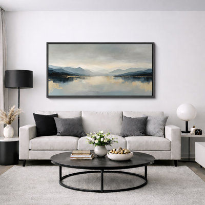 "Serene Mountain Lake Reflection Landscape", très grandes photos, impression sur toile encadrée