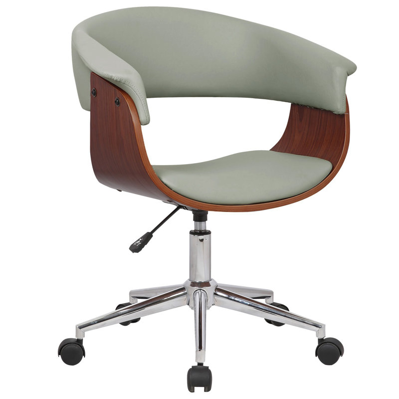 Grumium Faux Leather Mid-Century Office Chair, Grey