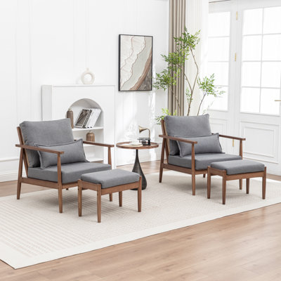 Juntier Upholstered Armchair With Ottoman by Wade Logan