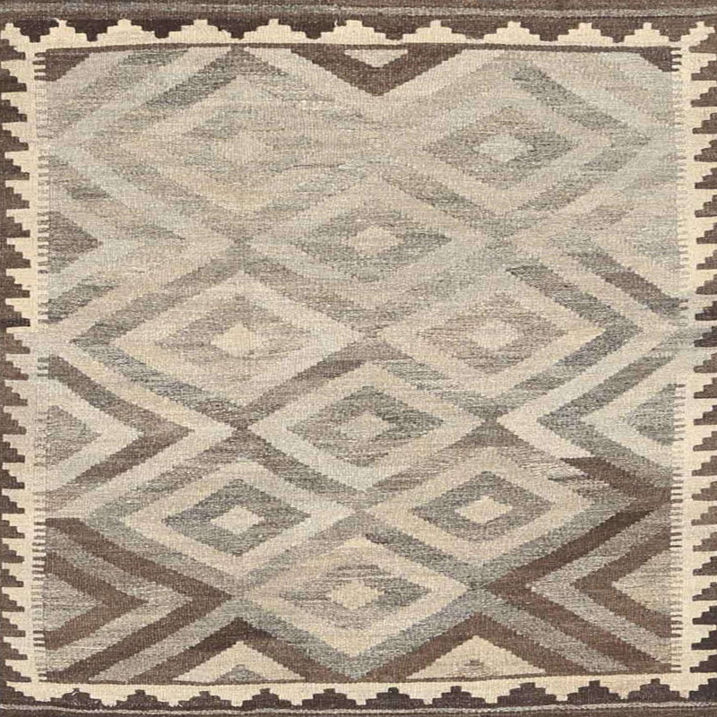 Tapis contemporain beige / brun, Carré 5 pi
