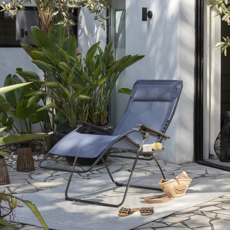 Très grand fauteuil inclinable pliant pour l'extérieur Lafuma, Bleu