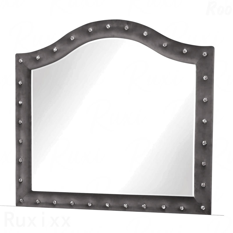 Miroir d'appoint en velours capitonné