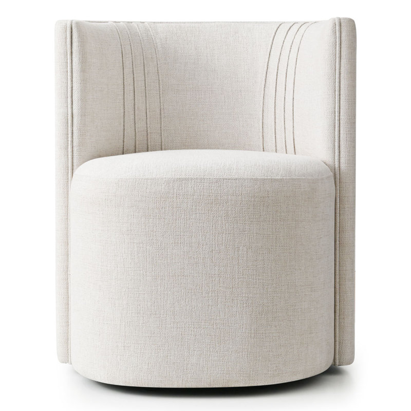 Fauteuil d'appoint moderne en tonneau avec roulettes, Beige