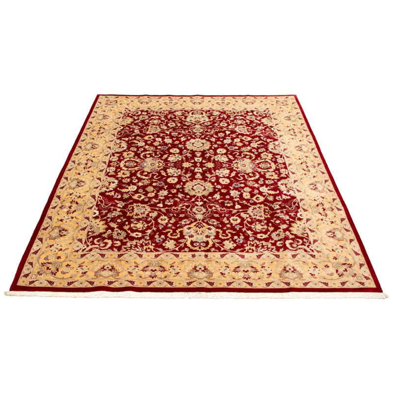 Tapis décoratif en laine noué à la main de conception unique noué à la main new age de style persan rouge foncé/beige 8 pi 1 po x 10 pi 2 po new age pakd