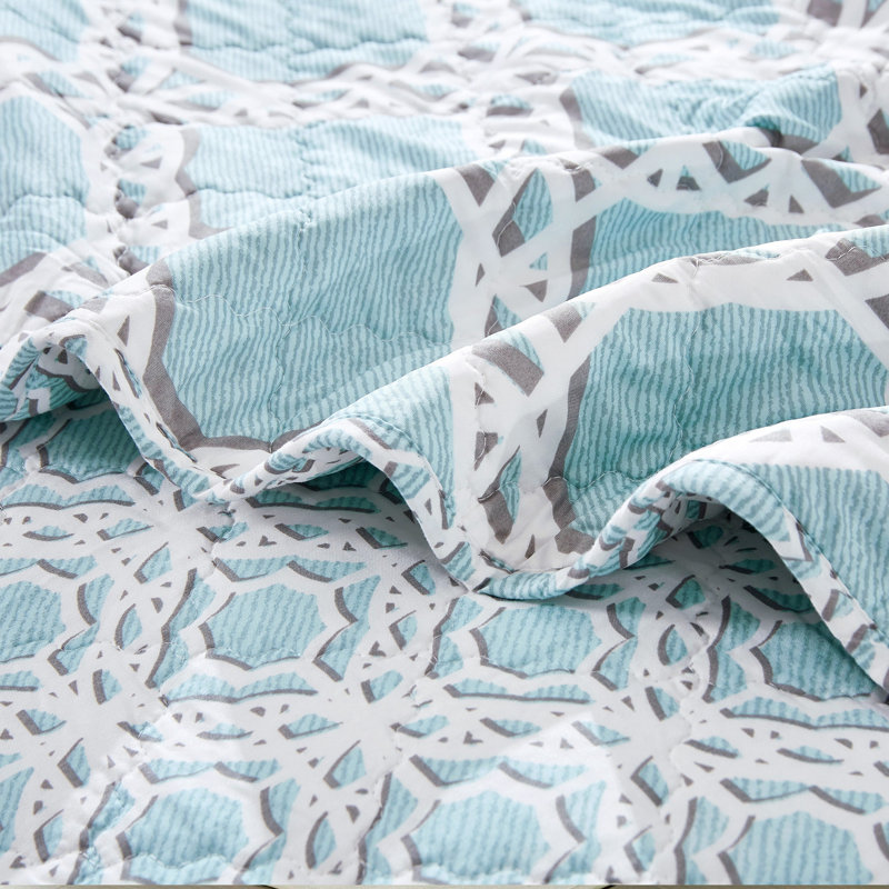 7 Piece Monroe Printed Microfiber Quilts Set, King Coverlet + 6 Additional Pieces