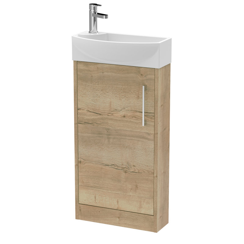Juno 450mm Single Bathroom Vanity with Integrated Vitreous China Basin, Autumn Oak